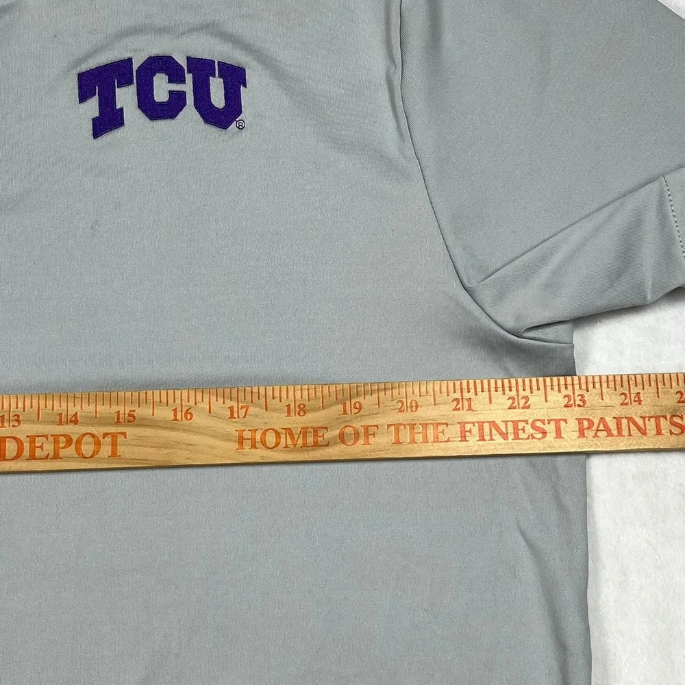 Nike TCU Polo Mens Large Grey Dri-FIT Short Sleeve Embroidered Horned Frogs Logo